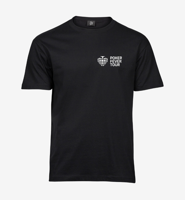 Obrazek POKER FEVER TOUR - Koszulka Czarna, Małe Logo Białe