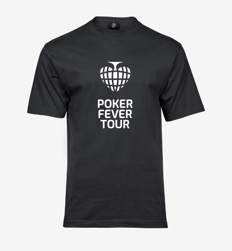 Obrazek POKER FEVER TOUR - Koszulka Szara Ciemna, Duże Logo Białe