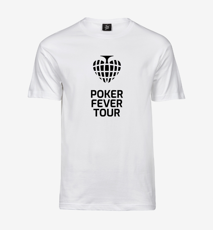 Obrazek POKER FEVER TOUR - Koszulka Biała, Duże Logo Czarne